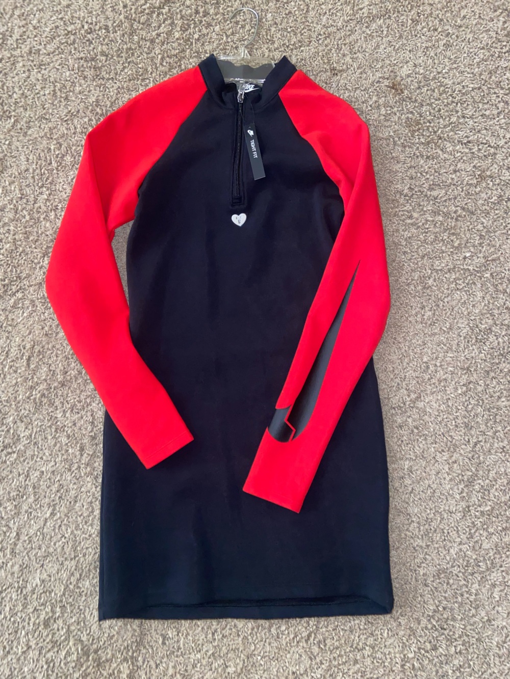 Nike Black and Red Women's Tight-Fit Zip dress HEARTBREAKER